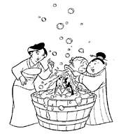 coloriage mulan prend un bain